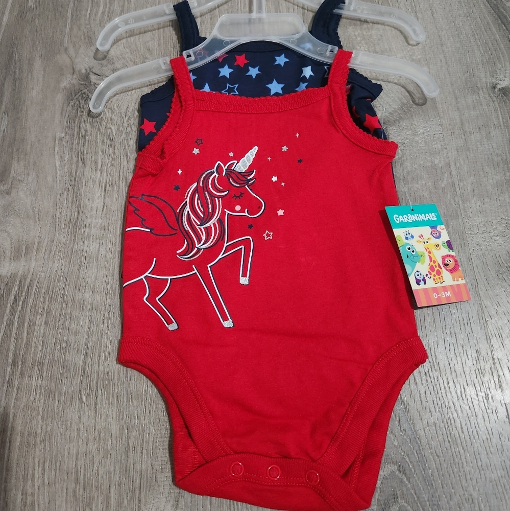 Garanimals Baby Girl set of two onesies unicorn/stars